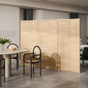 6-panel self-supporting and folding partition wall, natural