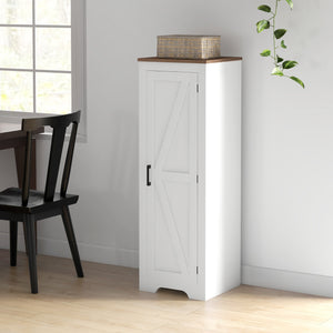 Farmhouse Style Accent Cabinet with Adjustable Shelf, White