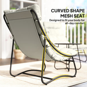 3-Piece Outdoor Bistro Set, Round Table and Chairs for 2 with Seat and Cushions, Light Grey