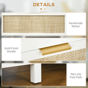 Bohemian bedside table with rattan drawer and open shelf