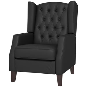 Modern faux leather accent chair with thick padding, black