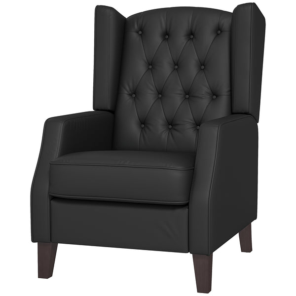 Modern faux leather accent chair with thick padding, black