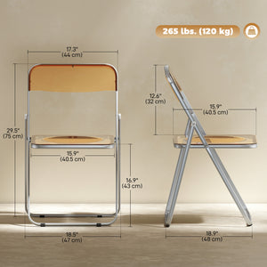 Set of 4 transparent acrylic folding chairs