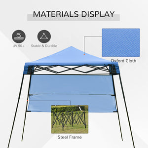 7 x 7 Folding Garden Canopy with Backpack and Adjustable Feet, Blue and Black