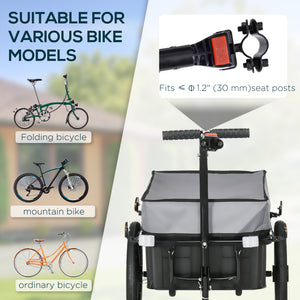 Multifunctional steel bicycle trailer, grey