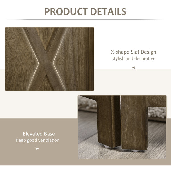 4 Panel Farmhouse Style Room Divider with Wood Frame, Brown