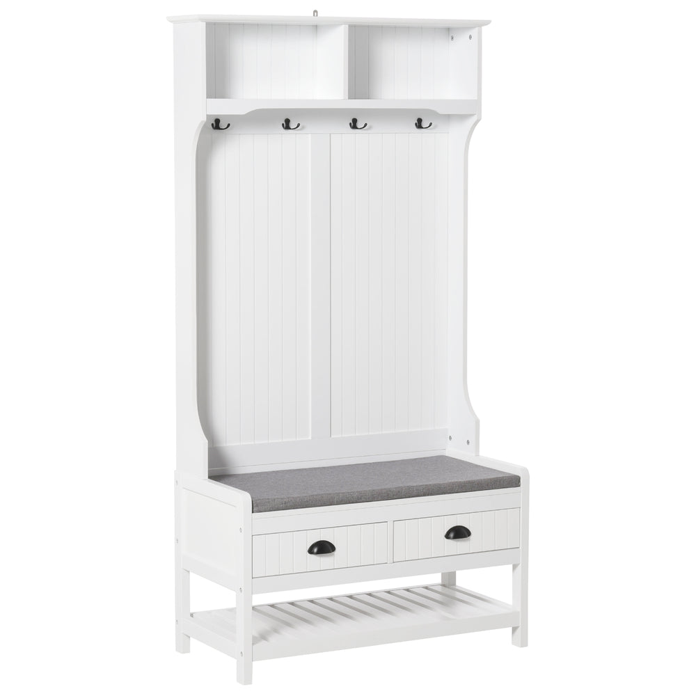 Hallway furniture with bench and shoe storage, white