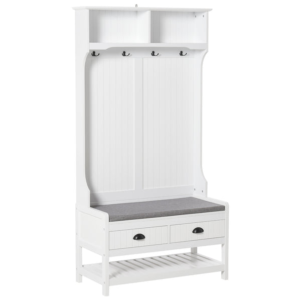 Hallway furniture with bench and shoe storage, white