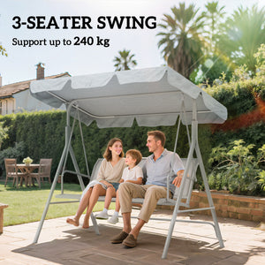 3-seater swing with canopy, light grey