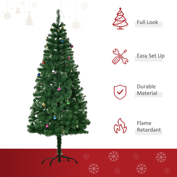 6ft Green Artificial Christmas Tree with Decoration