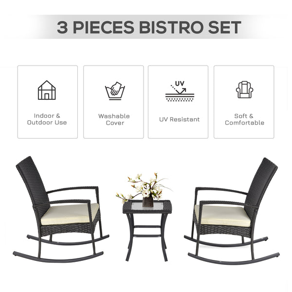 3-piece garden set in woven resin, dark grey.