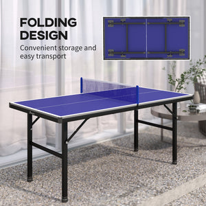 Foldable ping pong table with adjustable legs and net