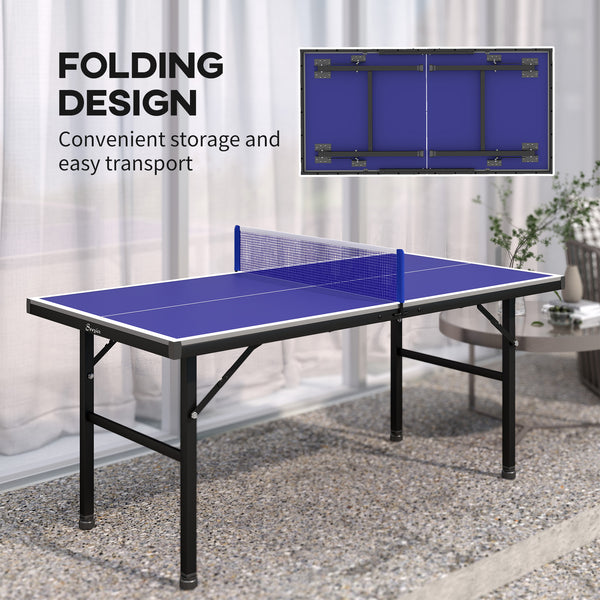 Foldable ping pong table with adjustable legs and net