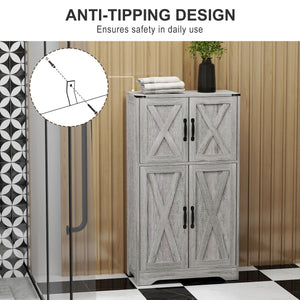 Farmhouse Kitchen Pantry with Adjustable Shelves, Gray