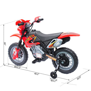 6V Electric Motorcycle with Training Wheels, Red