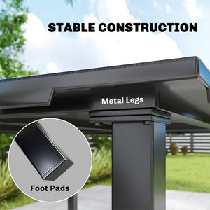 4-person garden table with HDPE top and metal frame,