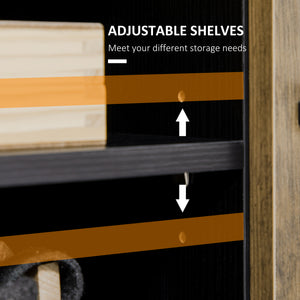 TV stand for TVs up to 55 inches, with adjustable shelves and cable management, black