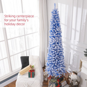 7.3ft Frosted Blue Pencil Christmas Tree