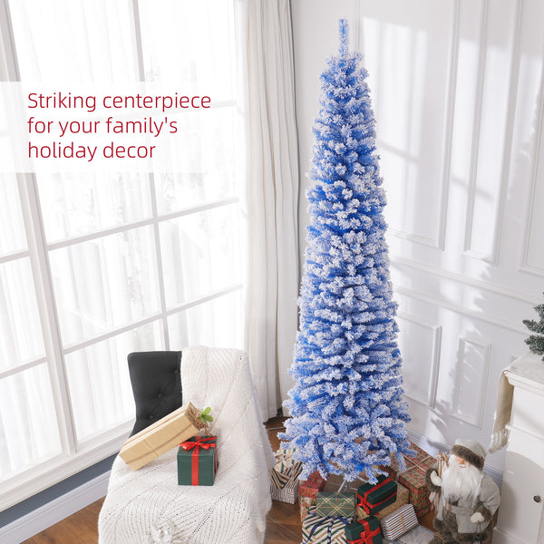 7.3ft Frosted Blue Pencil Christmas Tree