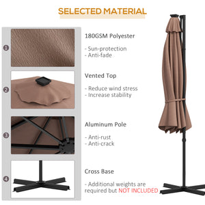 9.5'x8.5' Offset Patio Umbrella with Solar Powered LED Lights,