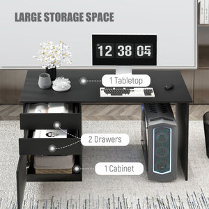Computer desk with storage, drawers and cabinet, black