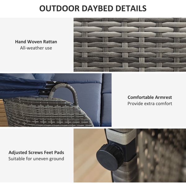 6-piece rattan patio set with canopy and lift-top coffee table
