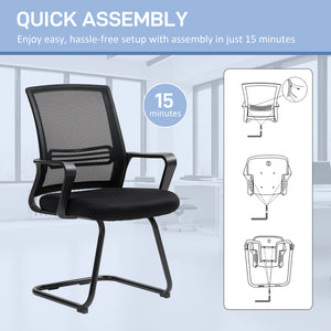 Ergonomic office chair without casters, black