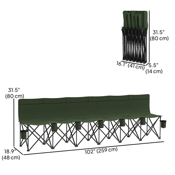 6-seater folding camping chair with cup holder and carry bag