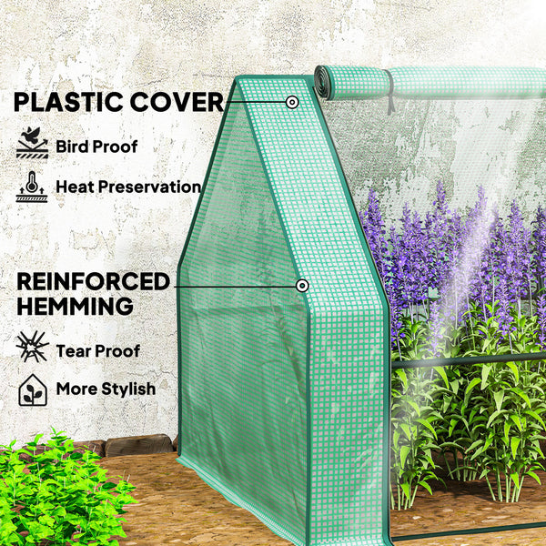 Mini Portable Tunnel Greenhouse for Growing Plants and Flowers, Warm Greenhouse with Zippered Roll-Up Doors, Green