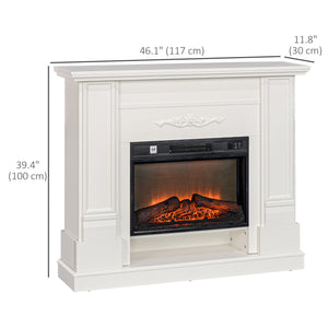 46" 1400W Electric Fireplace with Mantel and Shelf, White