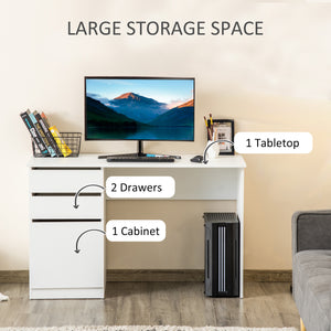 Modern Computer Desk with Storage Drawer and Cabinet, White