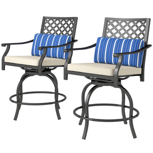 Set of 2 outdoor bar stools with cushions