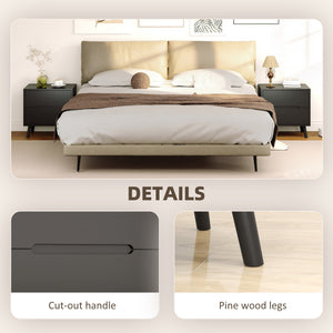 Set of 2 nightstands with 2 drawers and wooden legs – Black