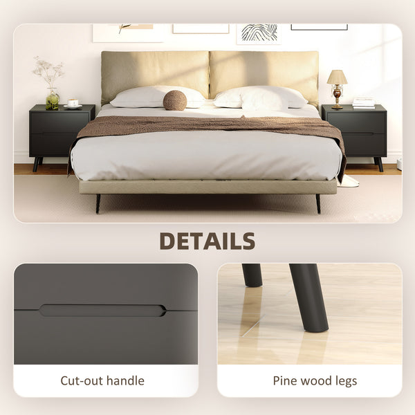 Set of 2 nightstands with 2 drawers and wooden legs – Black