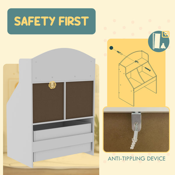 3-tier bookcase with drawer and 2 storage compartments, white 