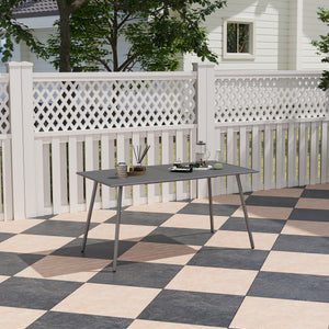 Rectangular dining table for 6 people with steel frame, gray