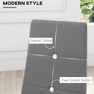 Set of 4 modern high-back, upholstered chairs with padded seats, grey