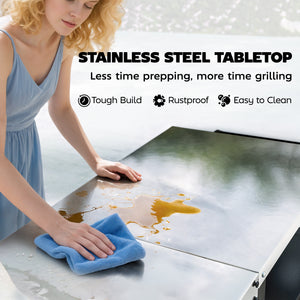Kitchen trolley with stainless steel top, silver and black