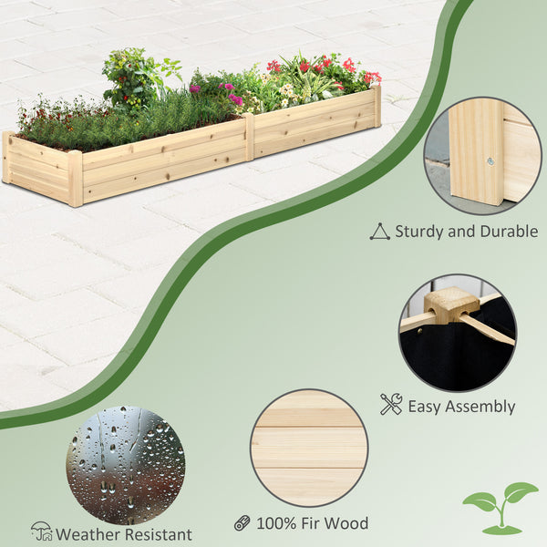 Raised wooden planter with 2 flower boxes and non-woven fabric lining