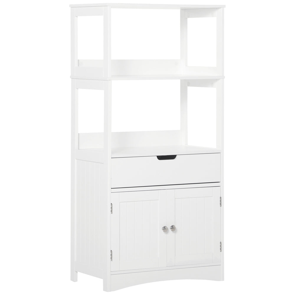 Bathroom cabinet with shelves, drawer and doors, for living room, white