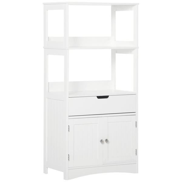 Bathroom cabinet with shelves, drawer and doors, for living room, white