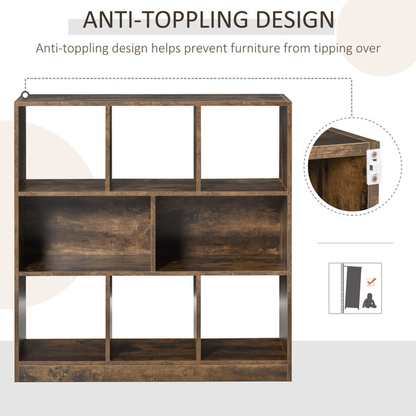 3-Tier Storage Shelf, Rustic Brown