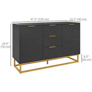 Storage sideboard with 3 drawers, adjustable shelves and doors, black