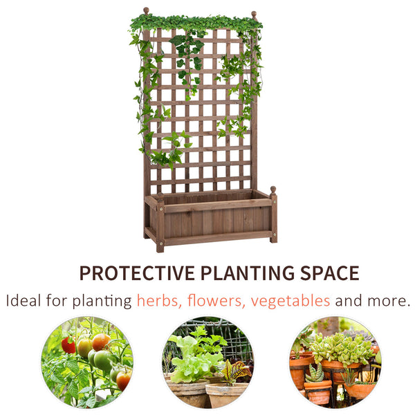 Raised planter with trellis, brown