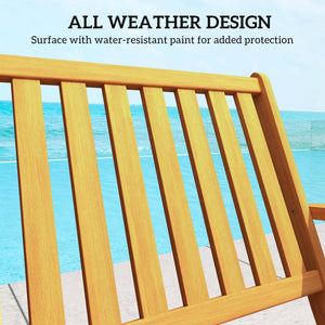 Folding wooden outdoor bench with backrest and armrests for outdoor use, teak