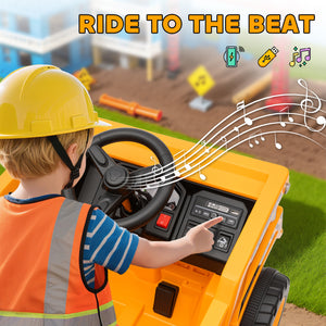 12V Dump Truck with Electric Tipper and Remote Control, Yellow