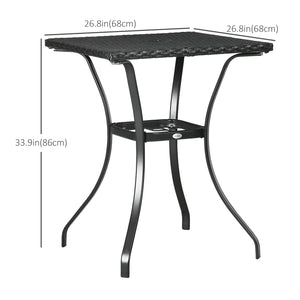 Outdoor coffee table in woven resin with parasol hole, black