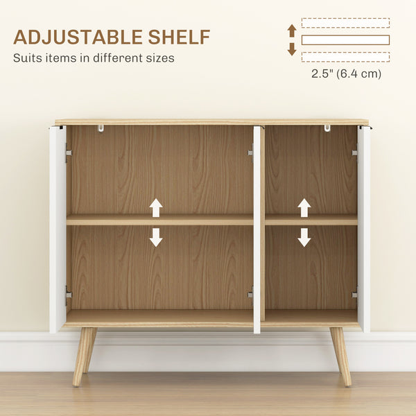 Modern sideboard with adjustable shelves and 4 doors, natural
