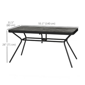 Rectangular garden table with parasol hole