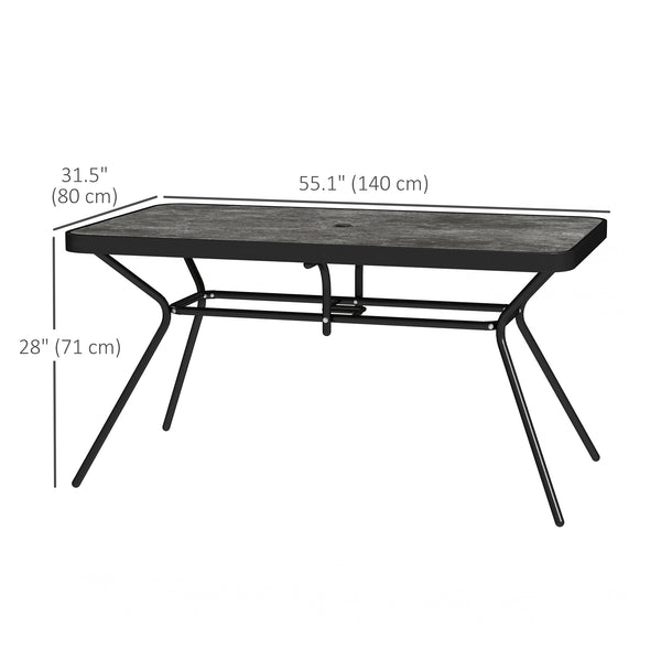 Rectangular garden table with parasol hole